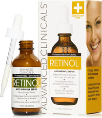 Advanced Clinicals Retinol Serum - Anti-Wrinkle Formula with Squalane, Green Tea & Vitamin E for All Skin Types - Hydrating & Firming Moisturizer - 52ml