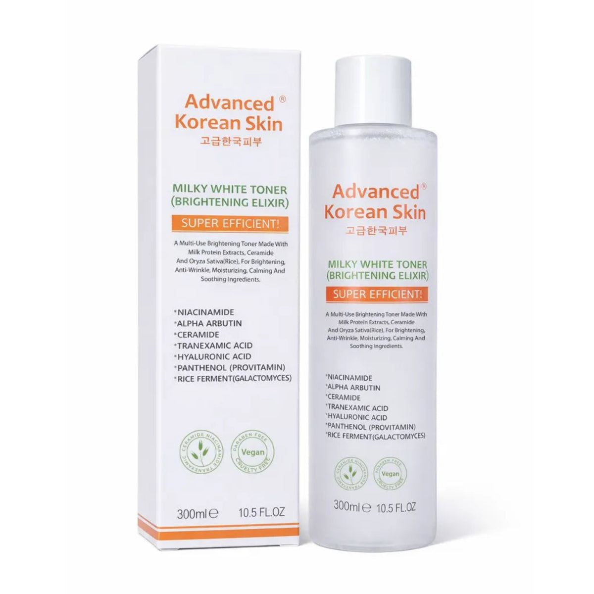 Advanced Korean Skin Milky White Toner (Brightening Elixir) 300ml / 10.5 fl.oz – Super Efficient Brightening & Hydrating Toner