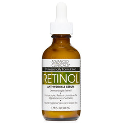Advanced Clinicals Retinol Serum - Anti-Wrinkle Formula with Squalane, Green Tea & Vitamin E for All Skin Types - Hydrating & Firming Moisturizer - 52ml
