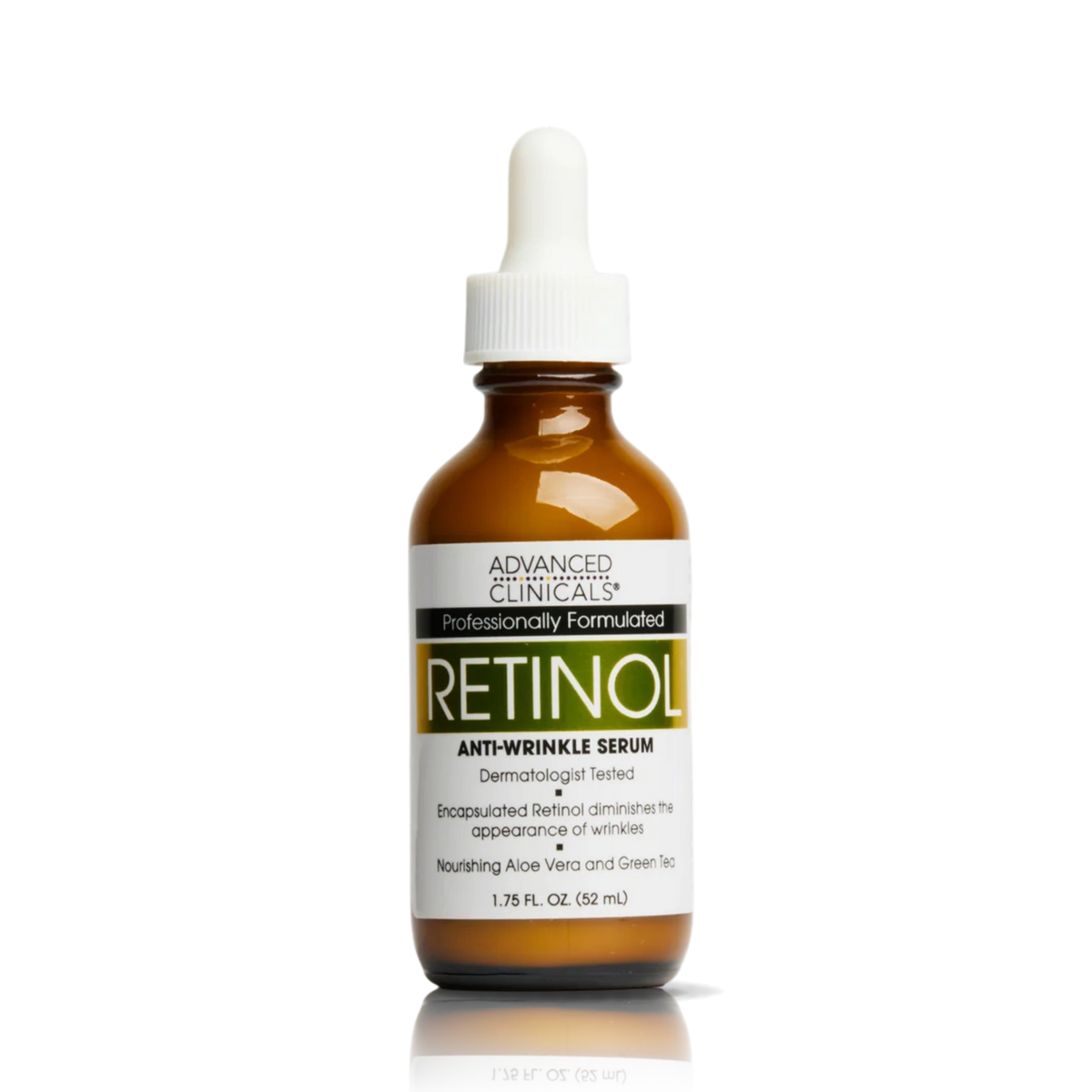 Advanced Clinicals Retinol Serum - Anti-Wrinkle Formula with Squalane, Green Tea & Vitamin E for All Skin Types - Hydrating & Firming Moisturizer - 52ml