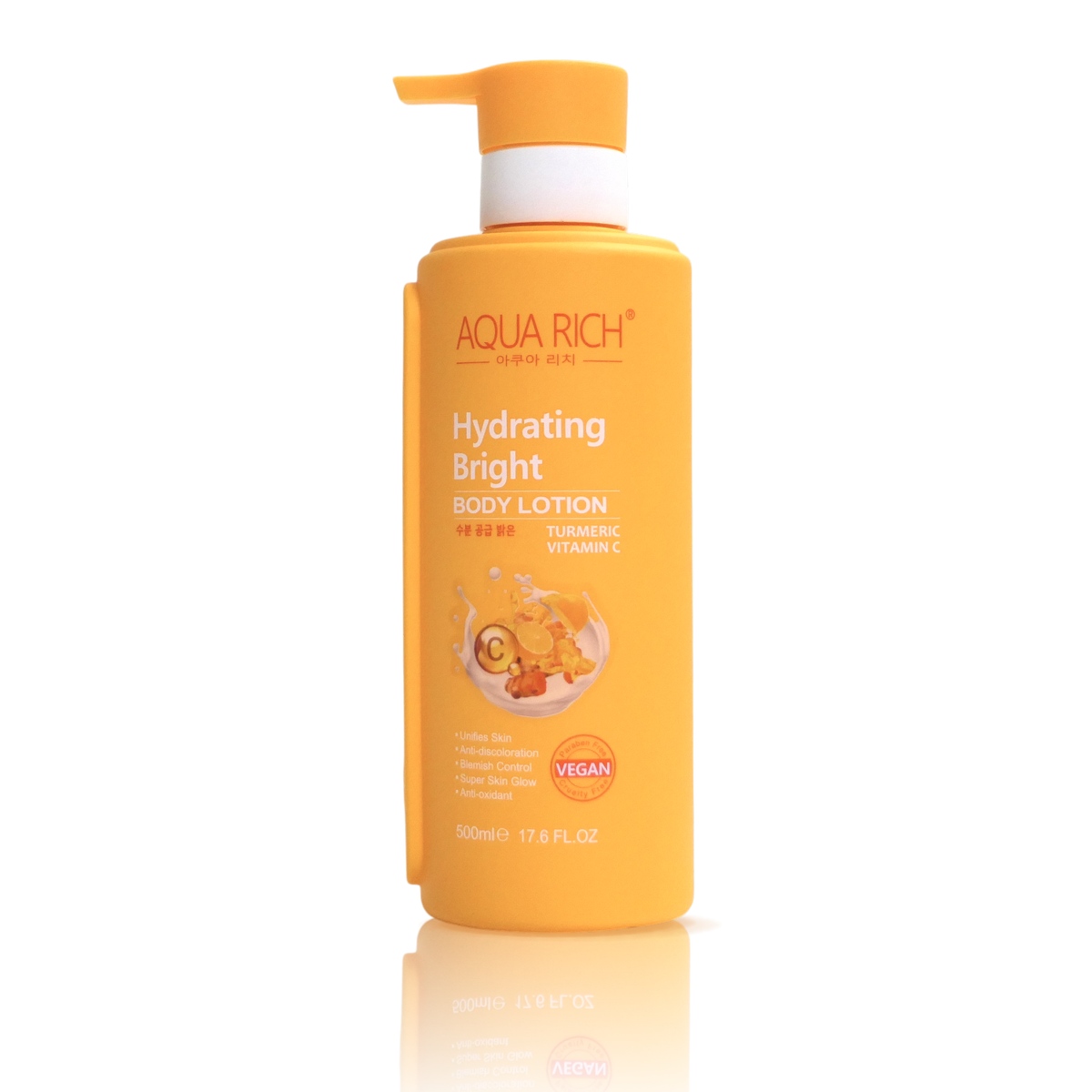 Aqua rich  Hydrating Bright Tumeric Vitamin C Brightening body lotion 500ML 17.6 FL