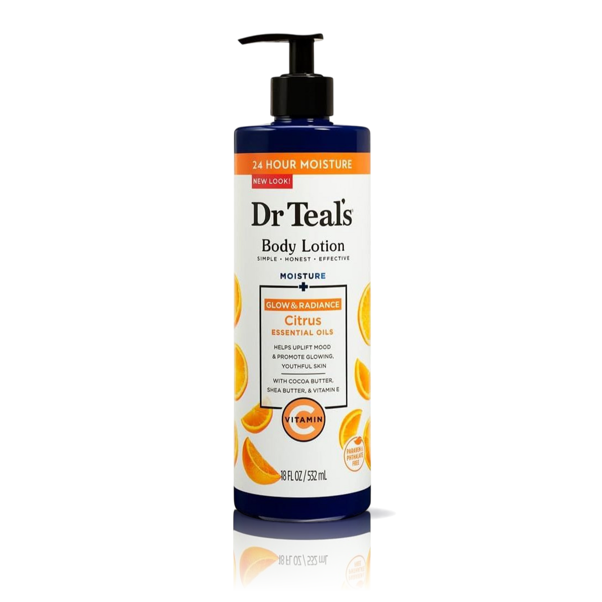 Dr Teal's Moisture Glow & Radiant Body Lotion with Vitamin C & Citrus Oil, 18Fl Oz/532Ml