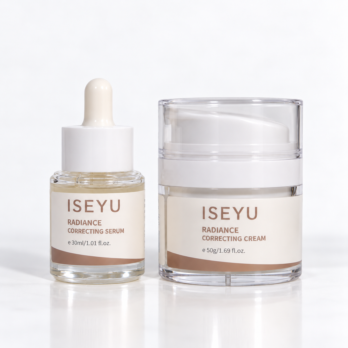 ISEYU Radiance Correcting Duo | Brightening Serum & Face Cream | Dark Spot, Uneven Tone & Barrier Care
