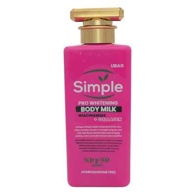 UBAG Simple Pro Whitening Body Milk Niacimanide + Collagen 450mL