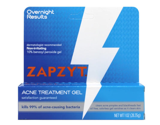 ZAPZYT Acne Treatment Gel Maximum Strength 10% Benzoyl Peroxide Acne Spot Treatment 1 oz